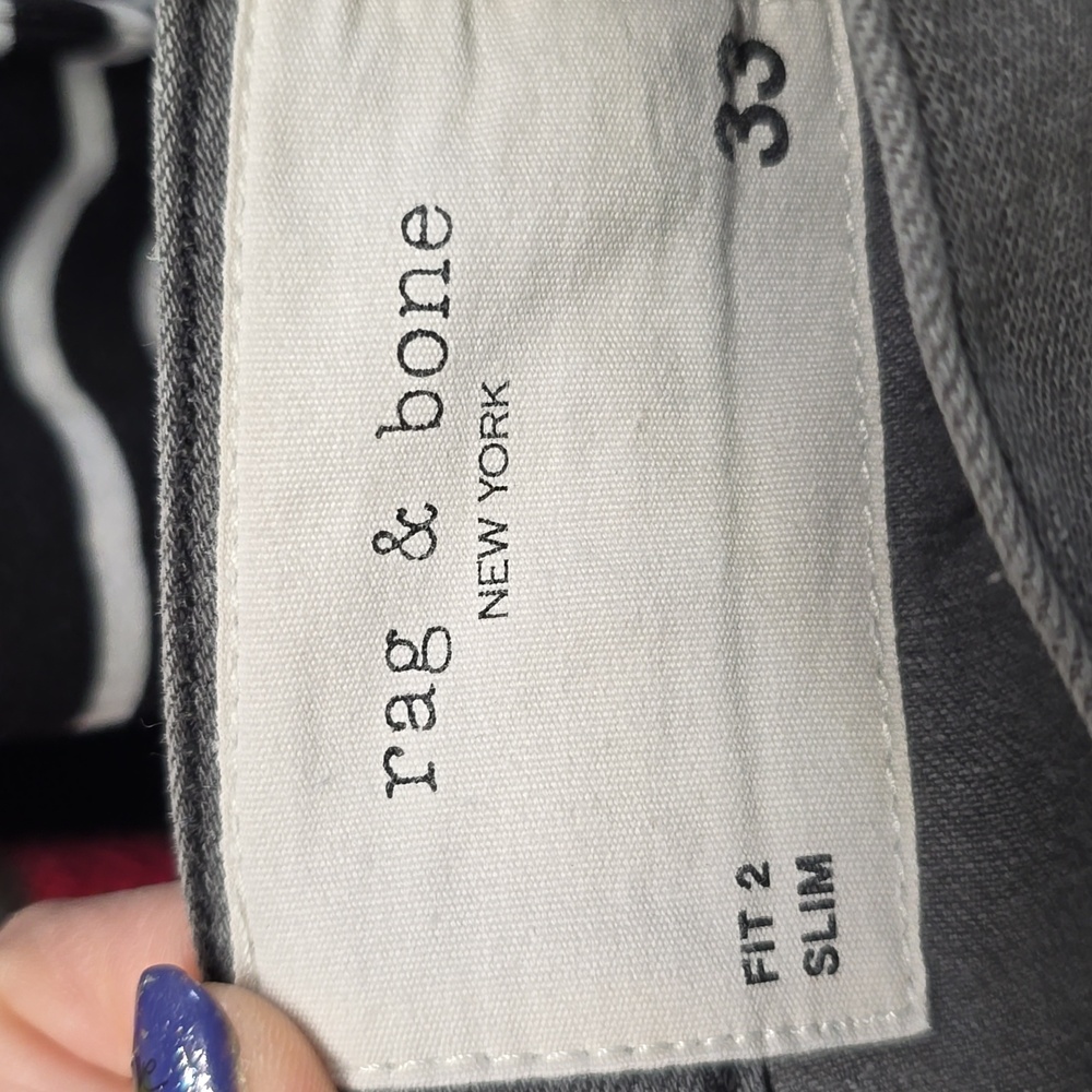 EUC $250 rag and bone slim fit 2 jeans Color siclen grey size 33 /30 - Picture 6 of 6